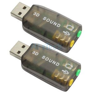 New 2 x USB Sound Adapter Card External Audio 3D Virtual 3 5mm Jack Plug Play