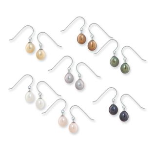 7 Pair Sterling Multicolored Pearl French Wire Earrings