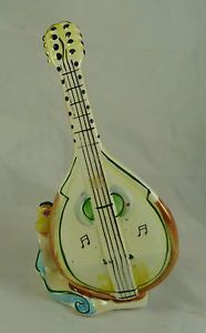 Vintage Pottery Musical Instrument Guitar Mandolin Planter Flower Pot