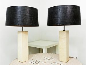 2 Mid Century Modern Stone Table Lamps Nessen Attributed Robsjohn Gibbings Style