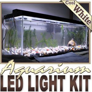 Aquarium Fish Tank White LED Lighting Strip Dimmer Remote Wall Plug 110V