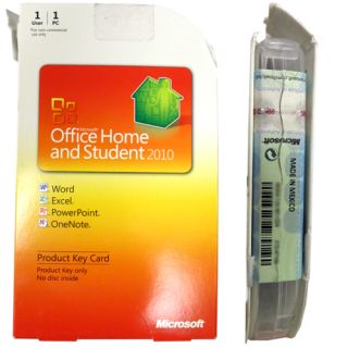 microsoft office home and student 2010 product key card retail box