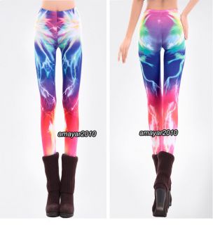 Women Multicolored Galaxy Printed Stretchy Tights Jeans Leggings Pants GL1016