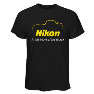 Hot Black White T Shirt Nikon Logo Silhouette Digital Camera DSLR