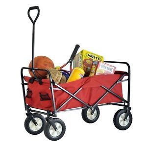 Folding Red Wagon Portable Storage Garden Cart Yard Tailgate Party Picnic Cooler