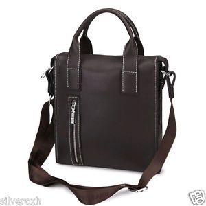 Dark Brown Men's Leather Shoulder Bag Tote Messenger Tablet Laptop Bag