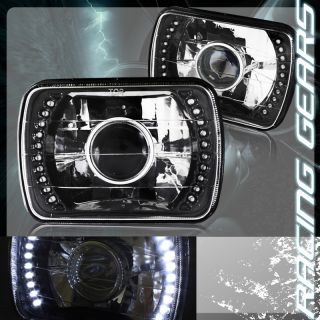 Universal 7"x6" H6014 H6052 H6054 White LED Black Housing Projector Headlight