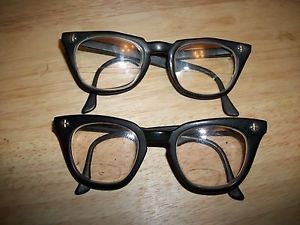 2 Vintage Black Wayfarer Style B L Bausch Lomb Safety Eyeglasses Nerd Glasses