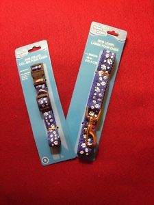 Matching Dog Collar and Leash Pet Care Accessories Blue with Puppy Toe Print