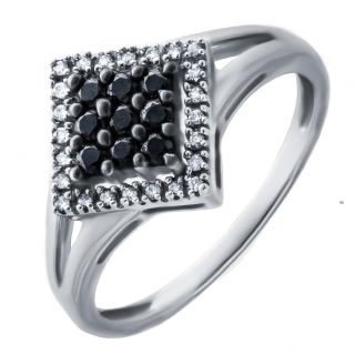 Womens Solid 10K Gold 1 4 Ct Black Diamond Engagement Wedding Anniversary Ring