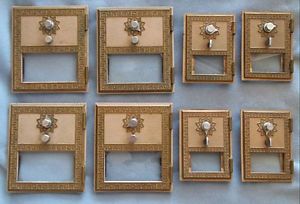 8 Vintage Brass Post Office Box Doors 4 Small 4 Large