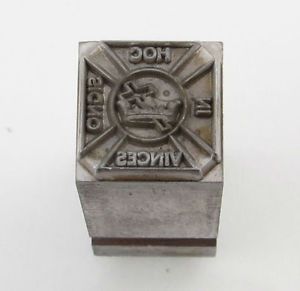 Vintage Knights Templar Printers Block Stamp Masonic York Rite Cross Crown
