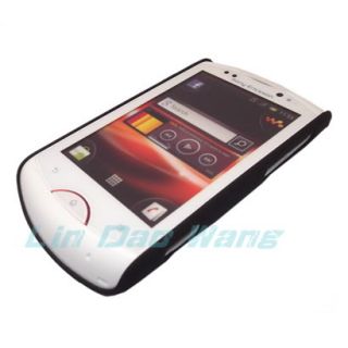 Black Hard Rubber Case Back Cover Film for Sony Ericsson WT19i Live with Walkman