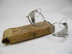 Vintage Antique Willson Goggles Glasses Side Shield "Star" Original Box Safety