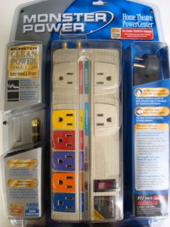 New Monster HT800 8 Outlet Power Center Surge Protector PC Laptop Home Theater
