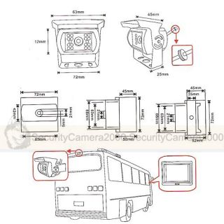 7'' TFT LCD Monitor Bus Reversing Camera Video System