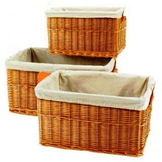Basket Set 3 PC Removable Liners Water Hyacinth Boxes Crafts Server Catering