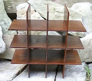 Vtg Mid Century Danish Square Box Wood Wall Table Shelf Shelves
