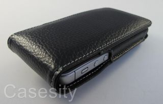 Black Vertical Genuine Leather Case w Rotating Belt Clip for Apple iPhone 5