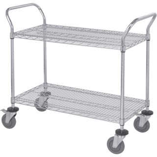 Industrial Wire Rack Shelving 2 Shelf Wheeled Storage and Display Cart 36x18x39
