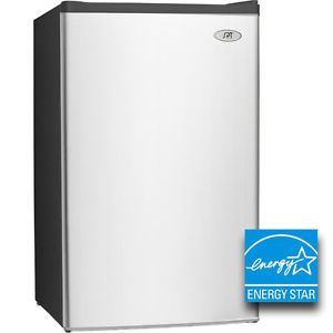 Compact Stainless Steel Refrigerator Freezer Mini Small Dorm Office Ice Fridge