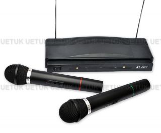 Pro Dual Wireless Cordless DJ Karaoke Public Address PA Mic Microphone System