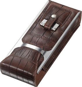 Visol Alton Brown Leather Cigar Case Cigar Cutter and Flask Travel Set