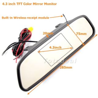 4 3 inch LCD Mirror Monitor Wireless Reversing Car Rearview Backup Camera Kit