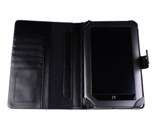 Bundle Monster Nook Color Nook Tablet Genuine Leather Case Cover Jacket Black