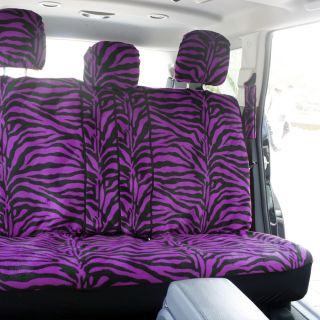 21pc Purple Zebra Print Seat Covers Set Floor Mats Wheel Pads Air Freshener