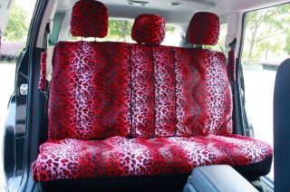 17pc Set Sexy Red Cheetah Leopard Auto Seat Covers Seat Belt Pads Steering Wheel