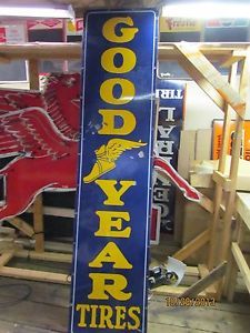 Original Goodyear Tires Single Sided Sided Porcelain Sign 94"H x 22"W