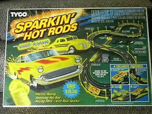 Tyco Sparkin Sparking Hot Rods Nite Glow Complete Electric Race Set Never Opened