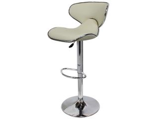 Swivel Beige Elegant PU Leather Modern Adjustable Bar Stool Chair Pub Barstool