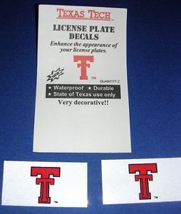 Texas Tech University 2 License Plate Car Truck Decals Use Anywhere NCAA Licen