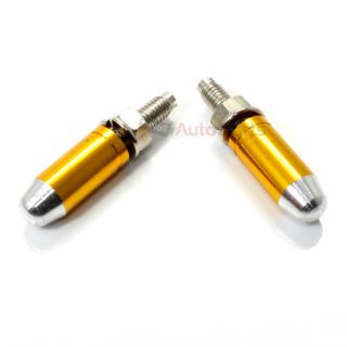2 Gold Bullet License Plate Frame Bolts Screw Caps for Motorcycle Chopper Bike