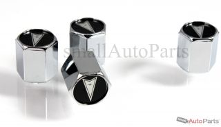4 Pontiac Silver Logo Chrome ABS Tire Wheel Stem Air Valve Caps Covers Set