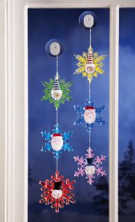 Set of 2 Santa Snowmen Color Changing Snowflakes Lights Kitchen Home Windows