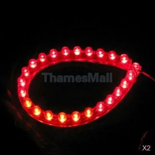 2X 24 LED Flexible Strip Light for Motorcycle Car Boat Red