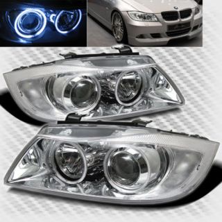 05 08 BMW E90 4 Door Dual Halo Projector Headlights Lamp Head Lights Lamp Set