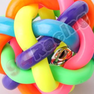 Cute Rainbow Rubber Pet Puppy Dog Play Chewing Toy Bell Sound Ball