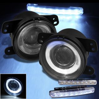 LED Bumper Lamp Smoked Halo Projector Fog Lights Bulbs Switch Wiring Harness Set