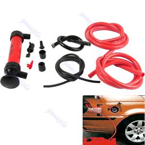 Car Tire Water Oil Fuel Change Transfer Gas Liquid Pipe Siphon Tool Air Pump Kit