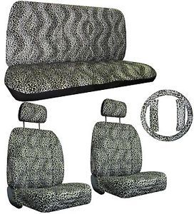 Beige Tan Black Cheetah Car SUV Truck Seat Covers Accessories 5