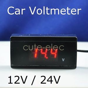 Extended 12V 24V Red Digital LED Car Auto Voltmeter Voltage Gauge Volt Meter