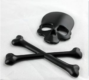 New Cool Black Car Auto Logo 3D Metal Emblem Badge Decals Skeleton Skull Bone 2
