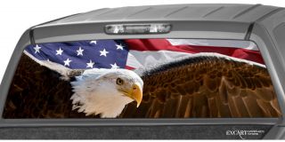 American Flag Bold Eagle Rear Window Graphic Decal Pickup Truck SUV Ford Chevy