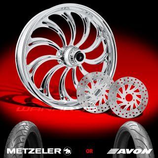 Calypso Chrome 21" Front Wheel Tire Dual Rotors for 2000 13 Harley Touring