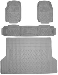 4pc Full Set All Weather Heavy Duty Rubber Gray SUV Floor Mat Trunk Cargo Liner