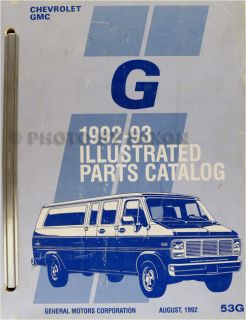 1993 Chevrolet GMC G Van Parts Book Catalog Beauville Rally Vandura Chevy 93